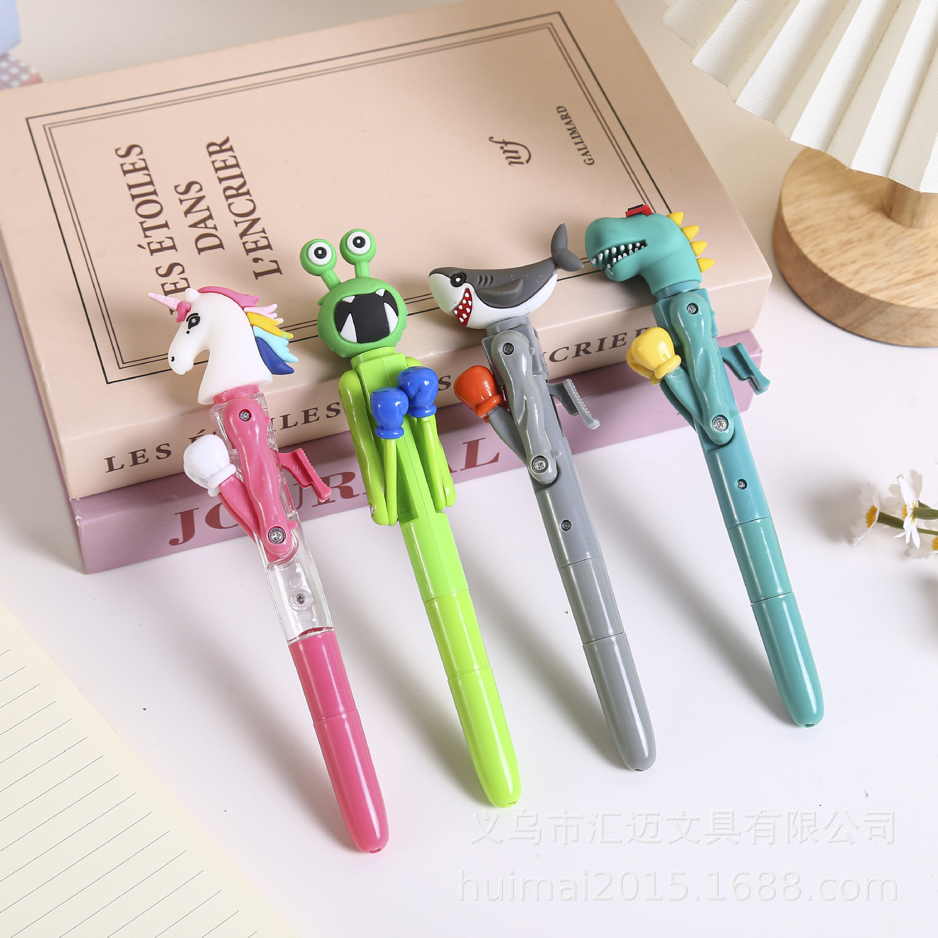 新款趣味拳击笔搞怪卡通插套式高颜值可爱小学生解压圆珠笔批发
