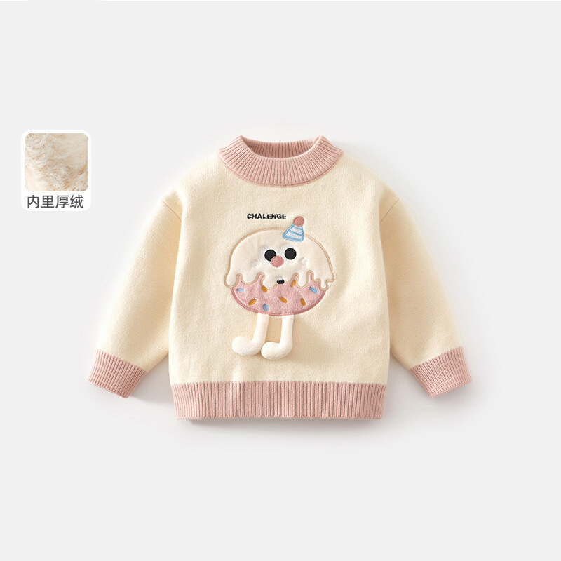 女童毛衣秋冬款新款洋气宝宝针织上衣加绒加厚童装儿童打底衫冬装