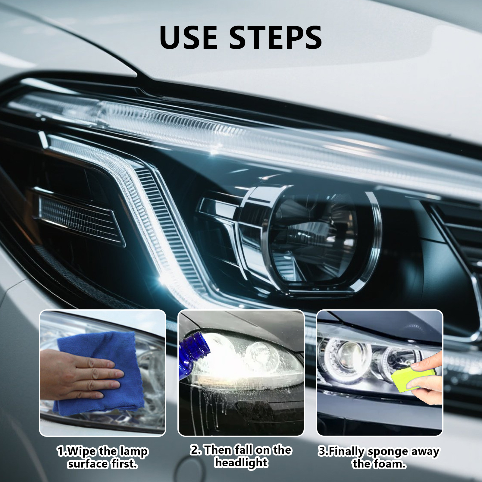 Rayhong Headlight Refurbishment and Care Agent Set: Headlight Crystal Refurbishment and Repair Agent, Car Headlight Care Liquid Specification image