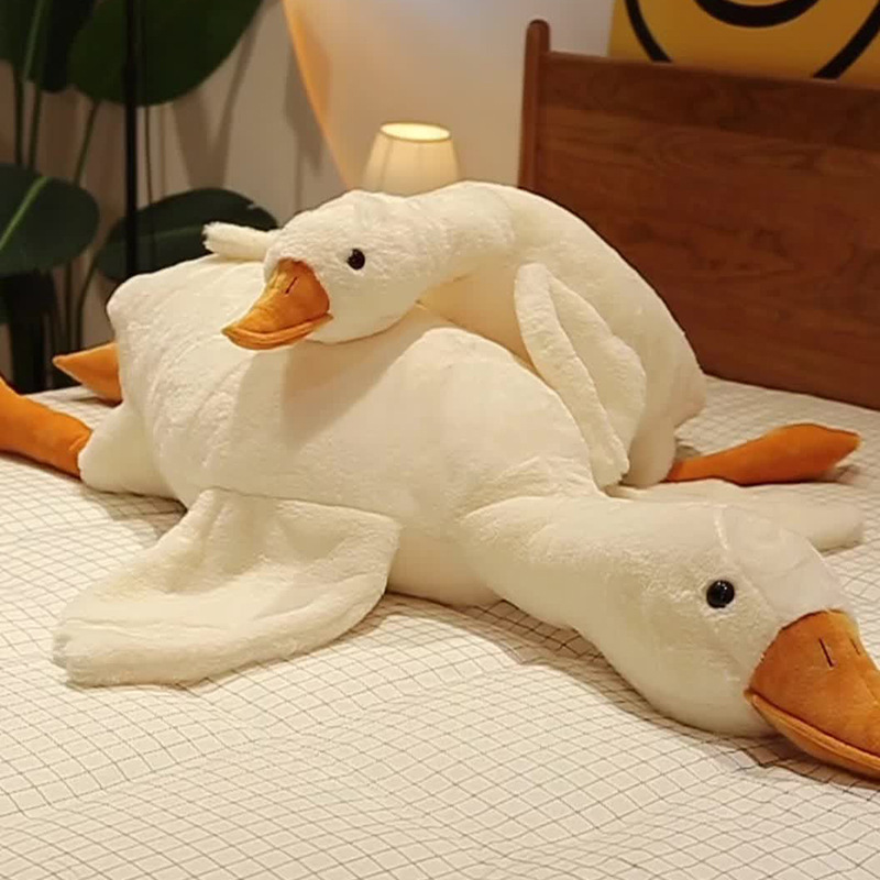 The new popular big white goose pillow, a long sleeping pillow, a sleeping doll, a gift for children and girls, and a big goose plush toy Specification image