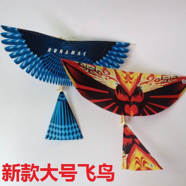 Children's outdoor rubber band, Lu Ban Bird, airplane flapping wing assembly, flying, spinning, hand-tossed simulation bird toy details Picture