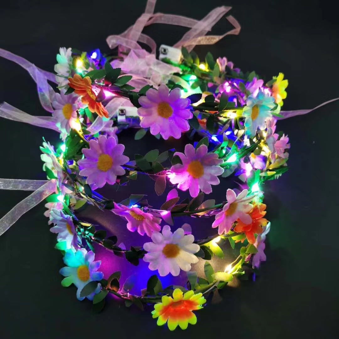 Luminous garlands, seven-color flashing garlands, sunflower headwear, new children's toys, wholesale from night market stalls