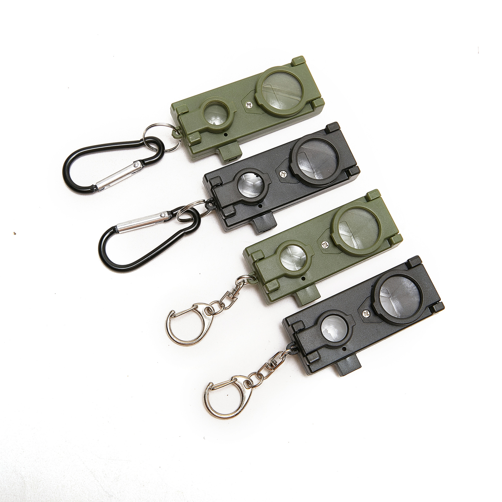 New six-in-one mini multi-functional whistle telescope with light, outdoor plastic compass, key and mountain climbing buckle Specification image