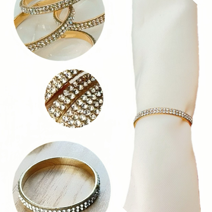 New cross-border water diamond metal napkin ring, hotel napkin buckle, table setting rim cloth ring, wedding exquisite napkin ring Specification image