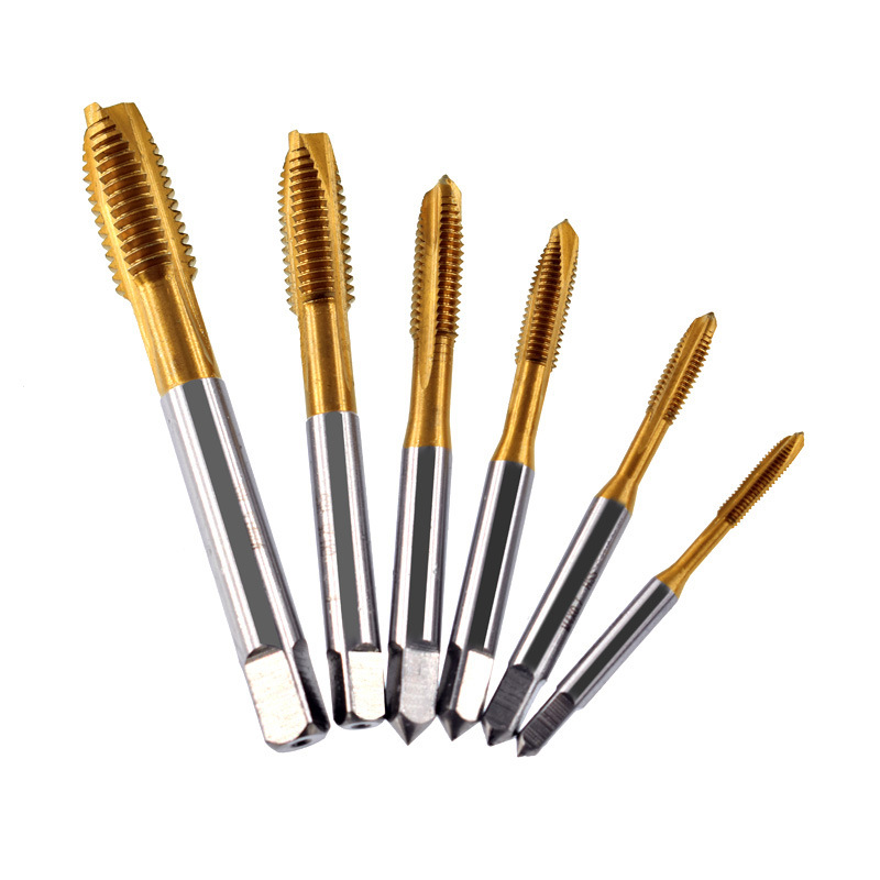 Wholesale of cobalt-containing tip taps, high-speed steel titanium-coated metric coarse thread hand drill and tap sets, taps for straight slot machines full figure