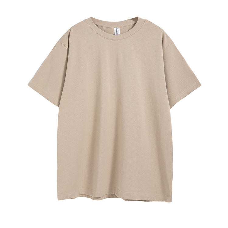"National Trend AG260g Heavyweight 32-piece National trend large version off-the-shoulder T-shirt for men, pure cotton solid color men round neck short sleeve with printed logo. Item Picture