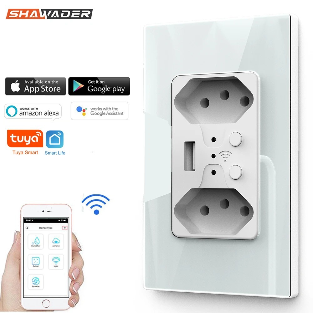 Wifi ذكية Tuya Base Tuya Base، وهي لوحة زجاجية لمقابس USB الحوائط متوافقة مع الأسر Google Bele