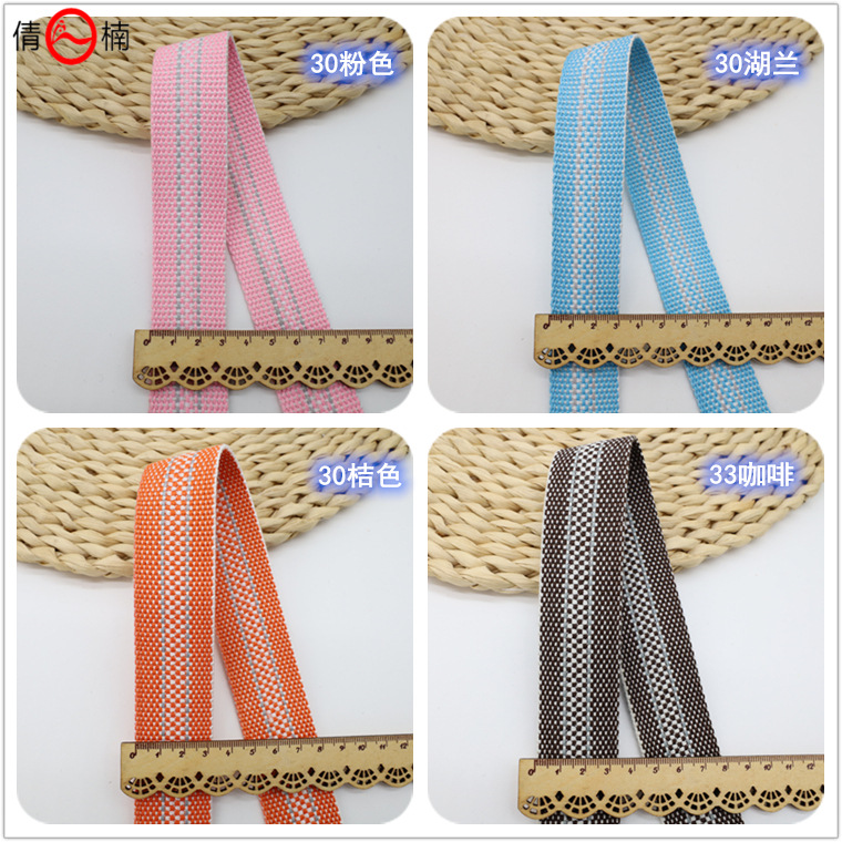 Factory direct supply of 33mm 25mm mixed linen gold and silver thread polyester-cotton woven straps for DIY handicrafts of bags, shoes, hats, belts and decorations details Picture