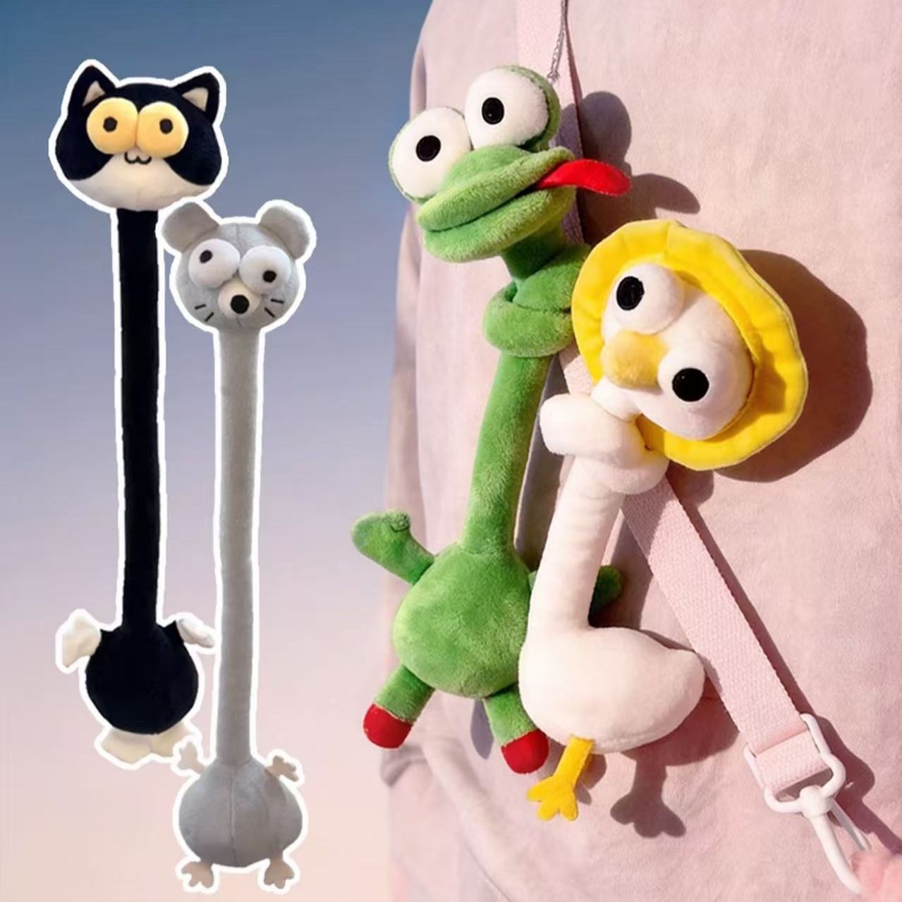 Super cute and evil long-necked animal pendants, funny dolls, plush toys, birthday gifts, and cute figurines details Picture