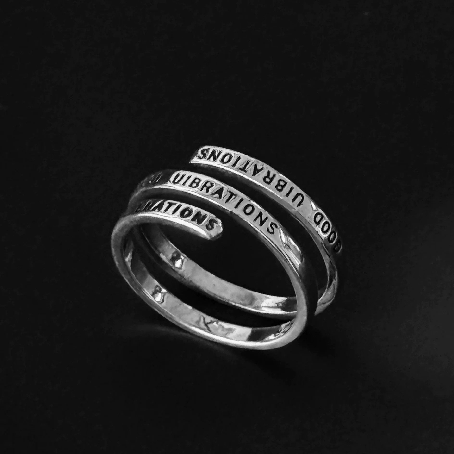 S925 sterling silver 11.18 geometric line ring punk style individual retro aged ring open letter index finger ring details Picture