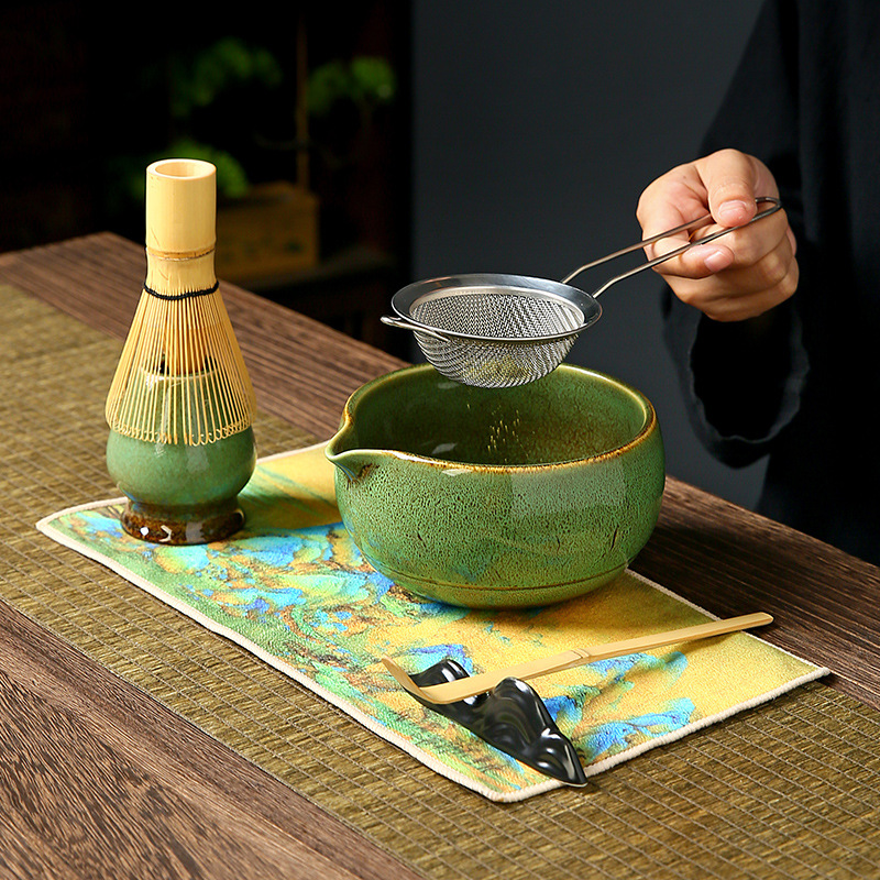 Japanese-style matcha bowl, ceramic matcha whisk set, bamboo matcha brush, Hyabonri Song Dynasty tea ceremony gift box Specification image