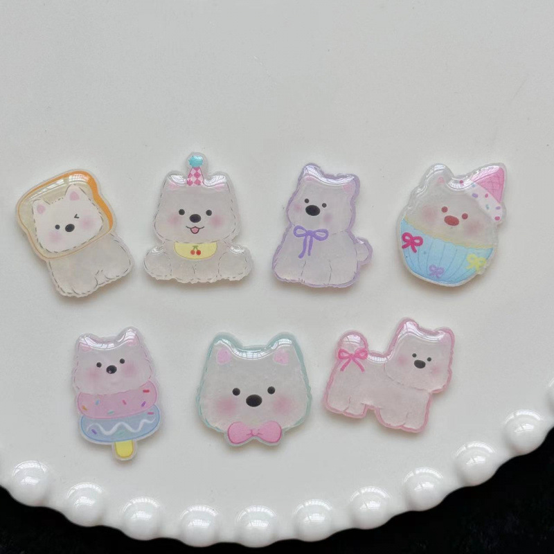 New small-sized West Highland puppy acrylic accessories, new diy handmade material bag accessories, cartoon patch shoes details Picture
