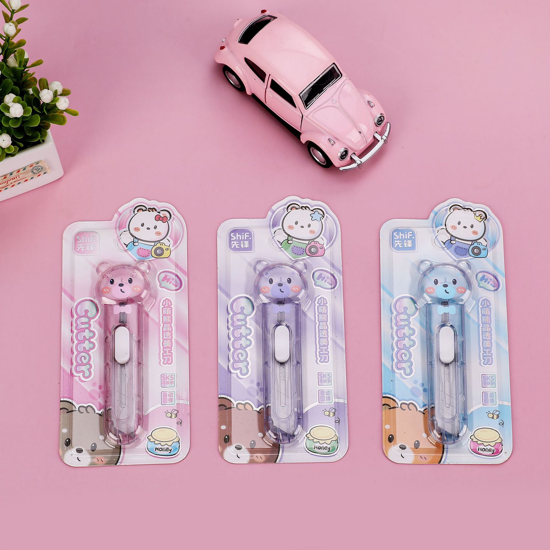 Pioneer 8186 Transparent Cartoon Mini Utility Knife Instagram Express package Opening Student handicraft Art Assignment Paper Cutting Office Specification image