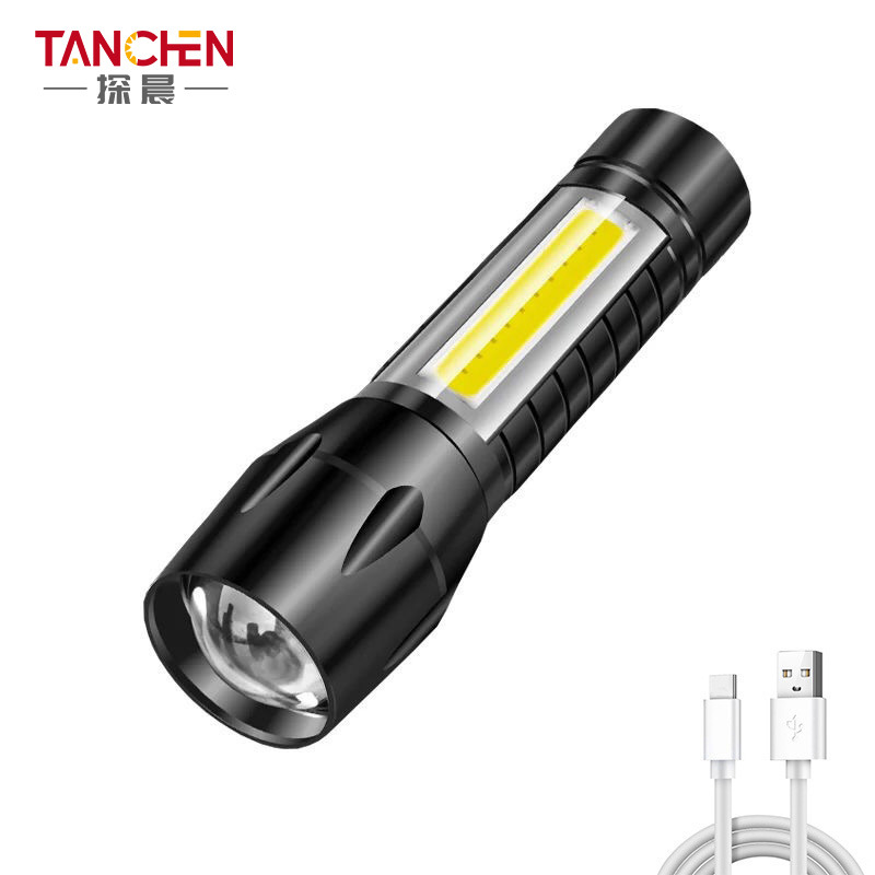Cross-border charging high-intensity flashlight led outdoor 14500 zoom usb work light cob mini flashlight
