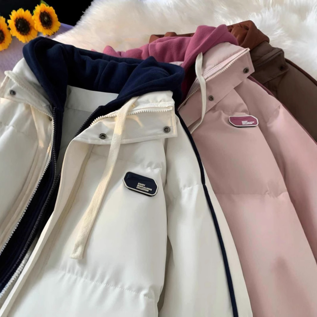 NASA假两件棉服男冬季2024新款连帽情侣外套加厚防寒棉袄潮