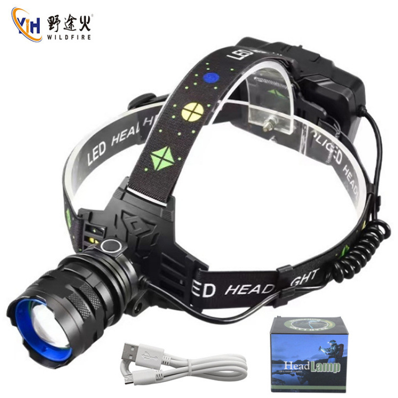 P50 New Outdoor Night Fishing Waterproof Long-Lasting Portable Long-Range High-Intensity Zoom Type-C Rechargeable Outdoor Headlamp Item Picture