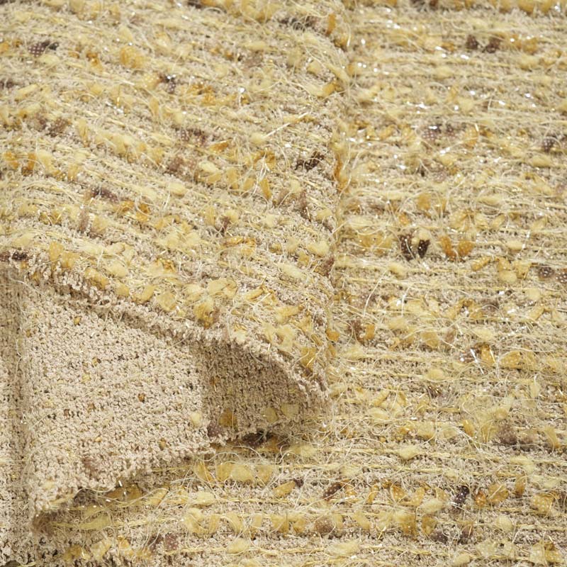 Mokashi all-polyester chanel-style fabric, coarse-spun irregular woven fashionable women's coat set bag fabric Item Picture