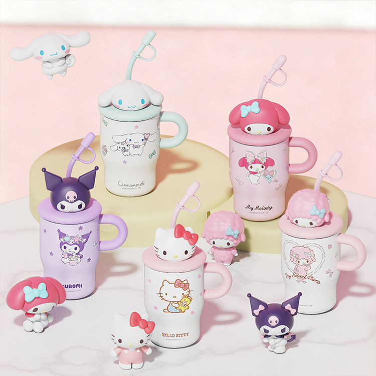 Новый мультфильм "KKT water cup" с высоким уровнем внешности, нержавеющая сталь с соломенной трубочкой, портативный термостат для школьниц