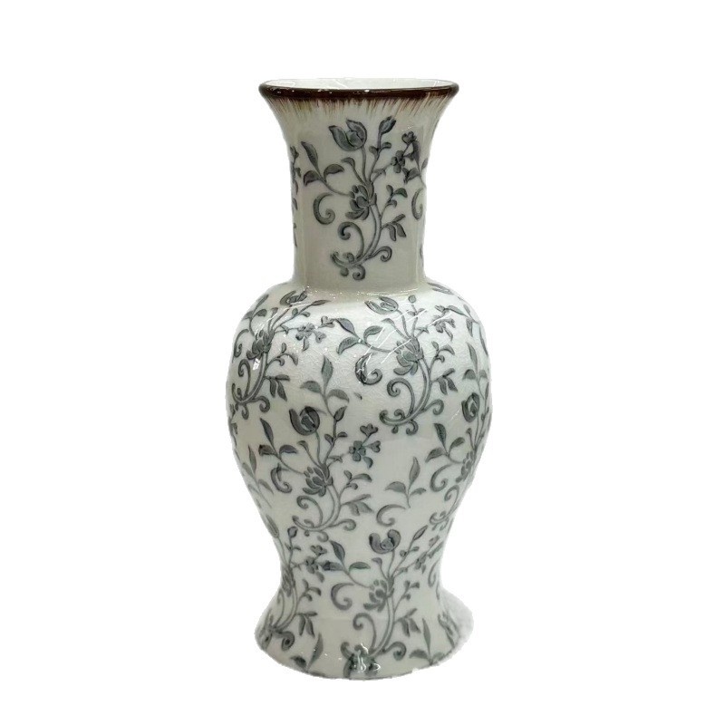Estilo chino clásico jarrón de cerámica arreglo floral contenedor estudio salón de té decoración artesanía mesa florista jarrón Item Picture
