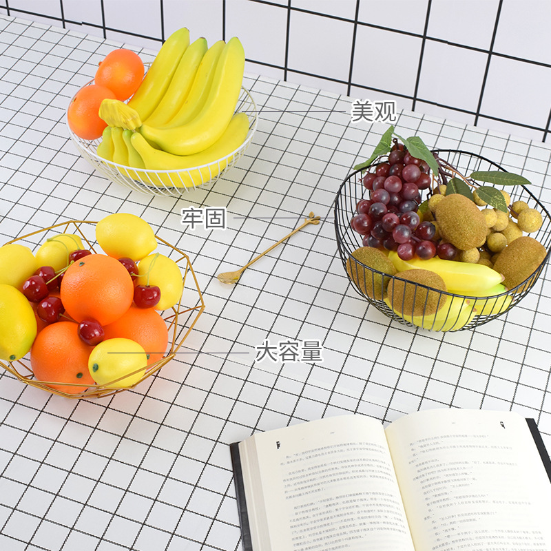 Nordic-style iron wire fruit basket, creative lotus leaf irregular edge, simple modern iron work fruit basket, snack and fruit plate Specification image