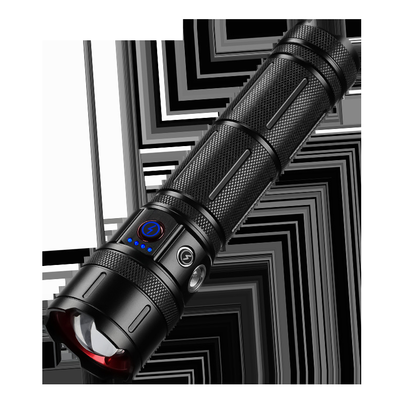 New cross-border multi-functional outdoor white laser flashlight with charging capacity display output LED emergency strong light flashlight details Picture