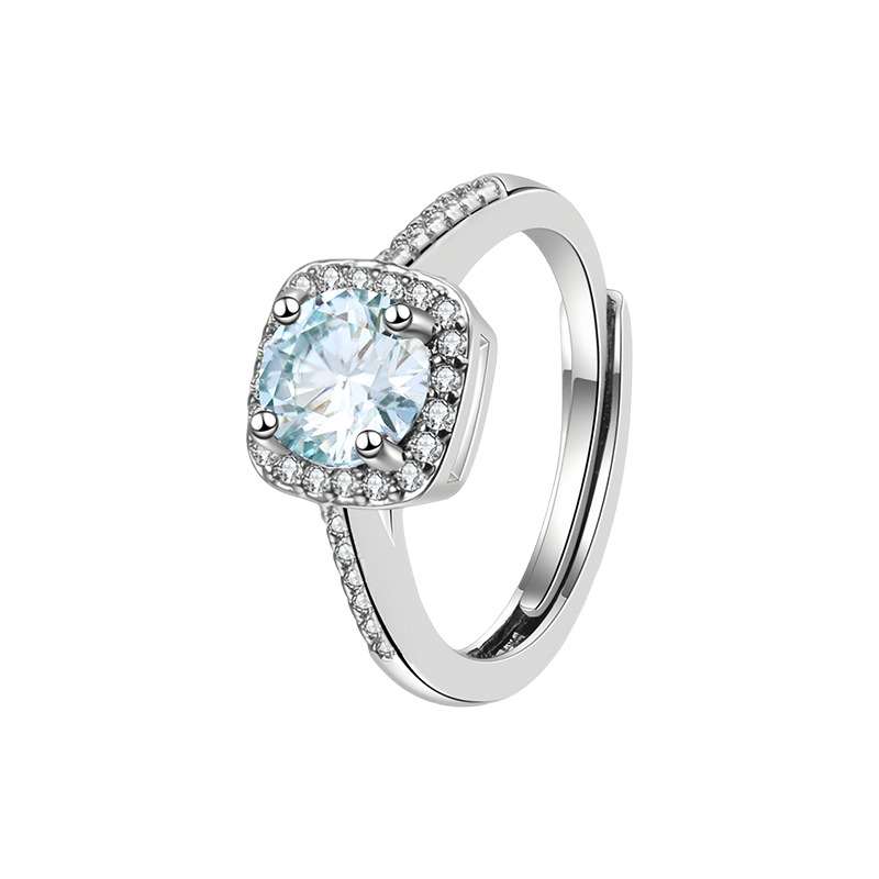 Zhuoheng Select S925 pure silver, light luxury, full diamond, a new Mosang ring with a small cube of sugar, a bestseller on the Internet Application Scenario