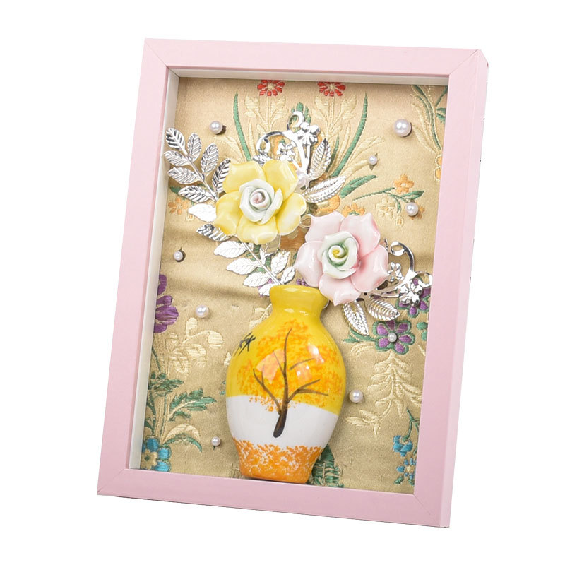 宋锦相框画 永生花diy材料包国庆教师节创意手工团建沙龙亲子活动白底实物图