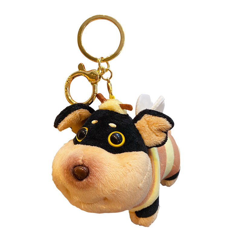 Bai MAO Original Cartoon plush bee Dog keychain, cute and creative, exquisite bee doll key chain pendant Item Picture