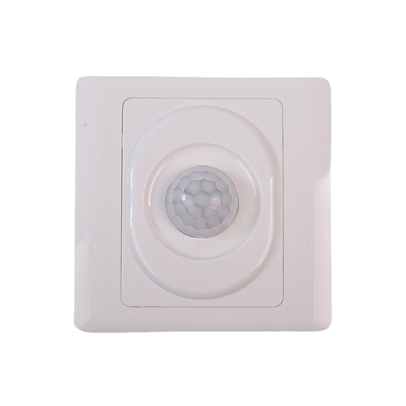 86型人体感应开关面板200W大功率led灯红外线智能带光控楼道延时白底实物图