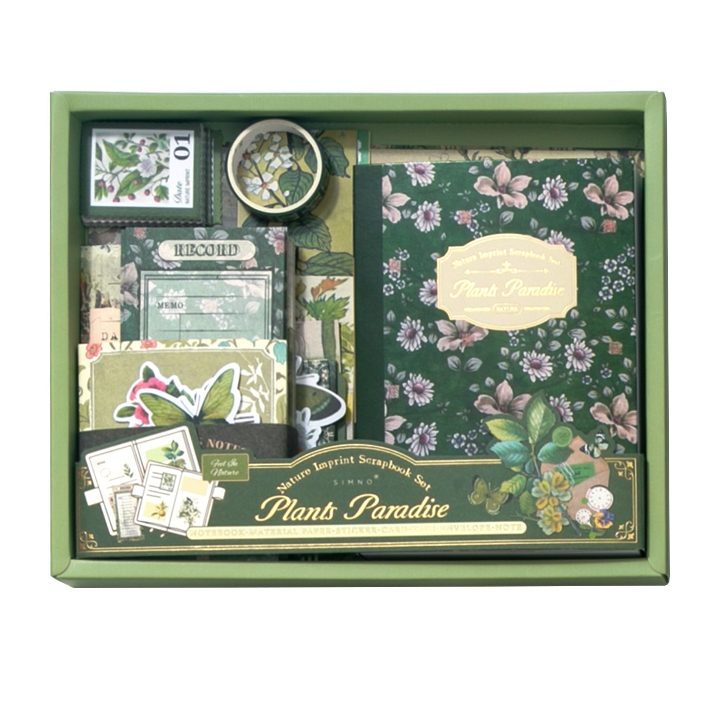 Xinmo Warm Mail Cross-border Bestseller Retro Artistic Fresh Forest-Themed Green Plant and Flower Illustrated Diary Gift Box Set Handmade Item Picture