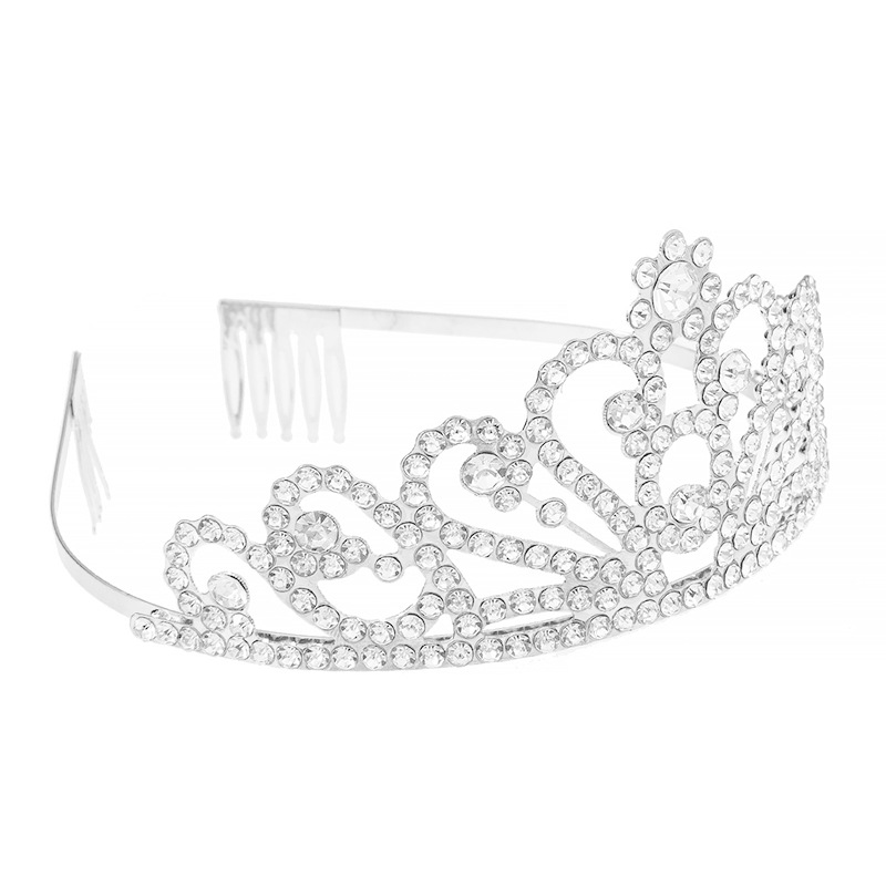 The bride's wedding water diamond crown, a cross-border European and American fashion and elegant combed comb, a full diamond crown, a versatile headpiece for women's banquets Item Picture