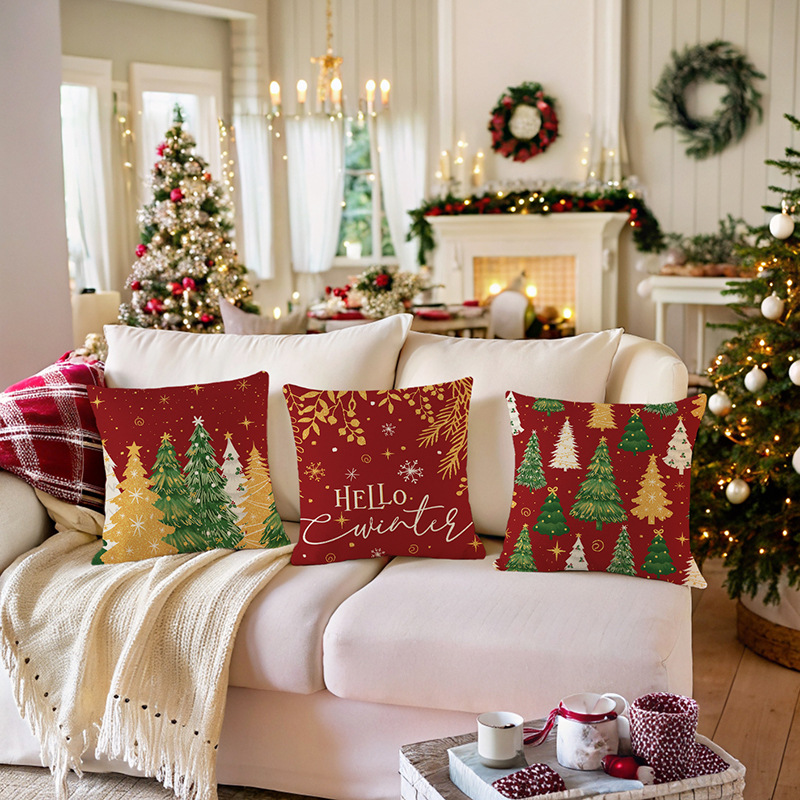 New cross-border pillowcase, Christmas print sofa decorative cushion cover, living room and bedroom pillow cover, holiday gift Specification image