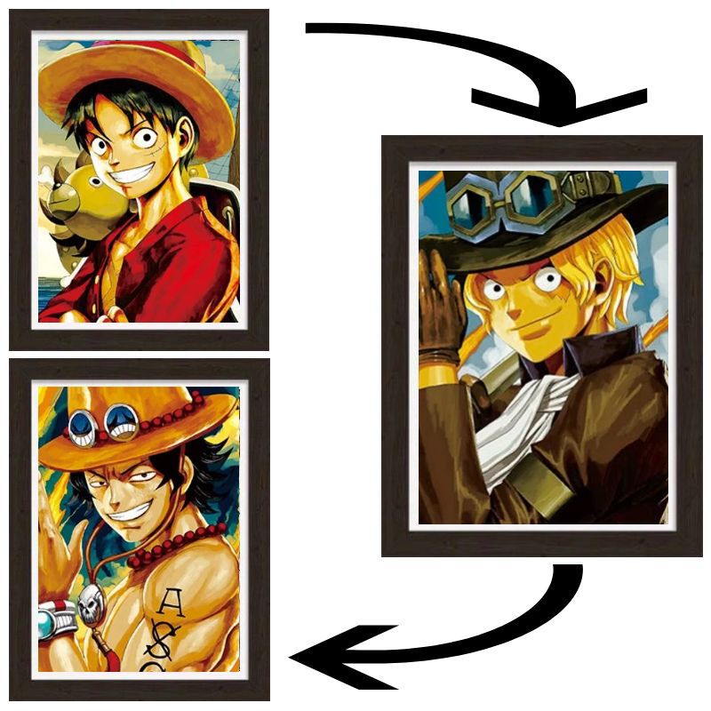 海贼王裸眼3D立体画渐变光栅pet装饰挂壁卡通系列实木框装裱现货