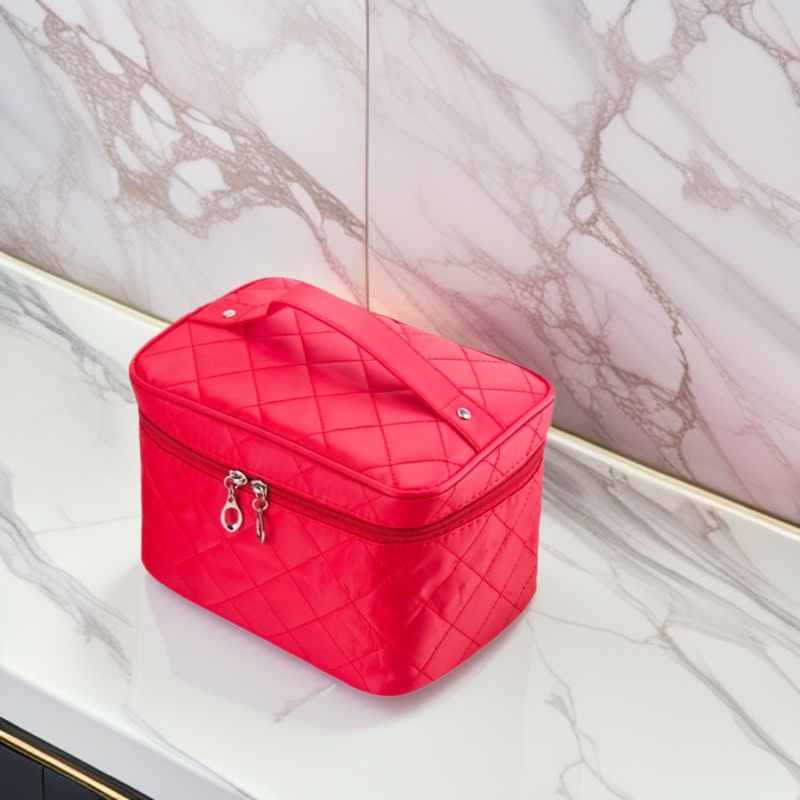 新款尼龙发泡菱格大号化妆包大容量防水手提洗漱包可爱收纳旅行包