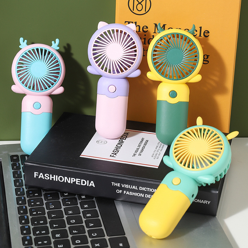 2023 New Cartoon fan, mini contrasting color fan, outdoor portable USB charging fan, gift and promotional logo details Picture