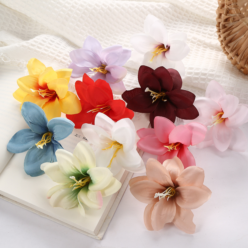 仿真小百合花头家居装饰婚庆摆设diy发卡簪花手工百合花 摄影假花