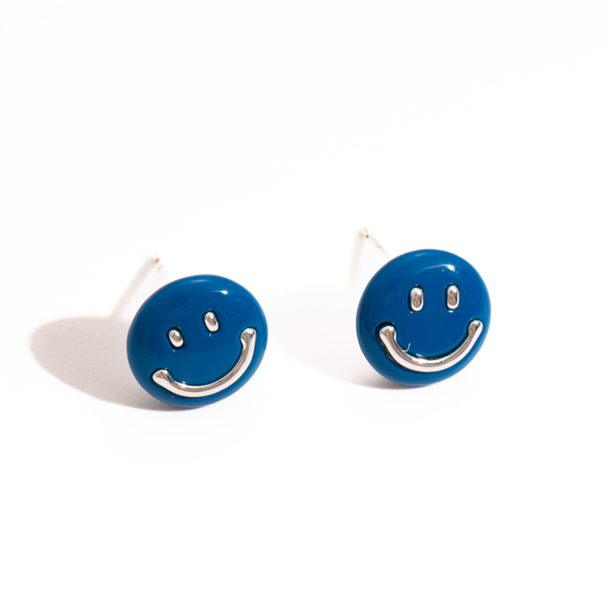 Dongdaemun, South Korea, dopamine drop glaze round smiley face stud earrings for women, small, high-end, simple and versatile earrings Item Picture