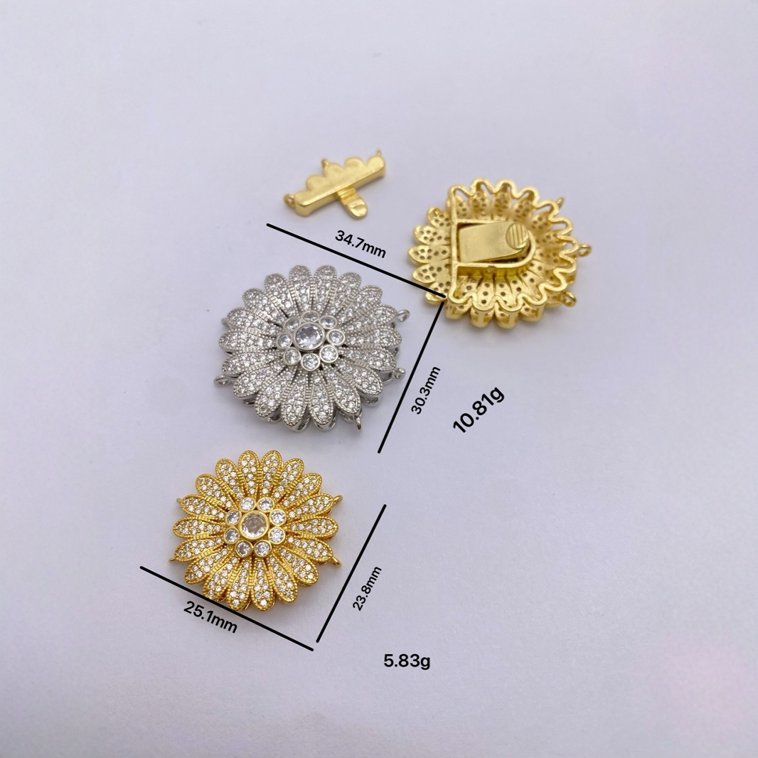 New Korean-style Daisy zircon fashionable, individual and cute pearl buckle multi-row buckle bracelet necklace clasp Specification drawing