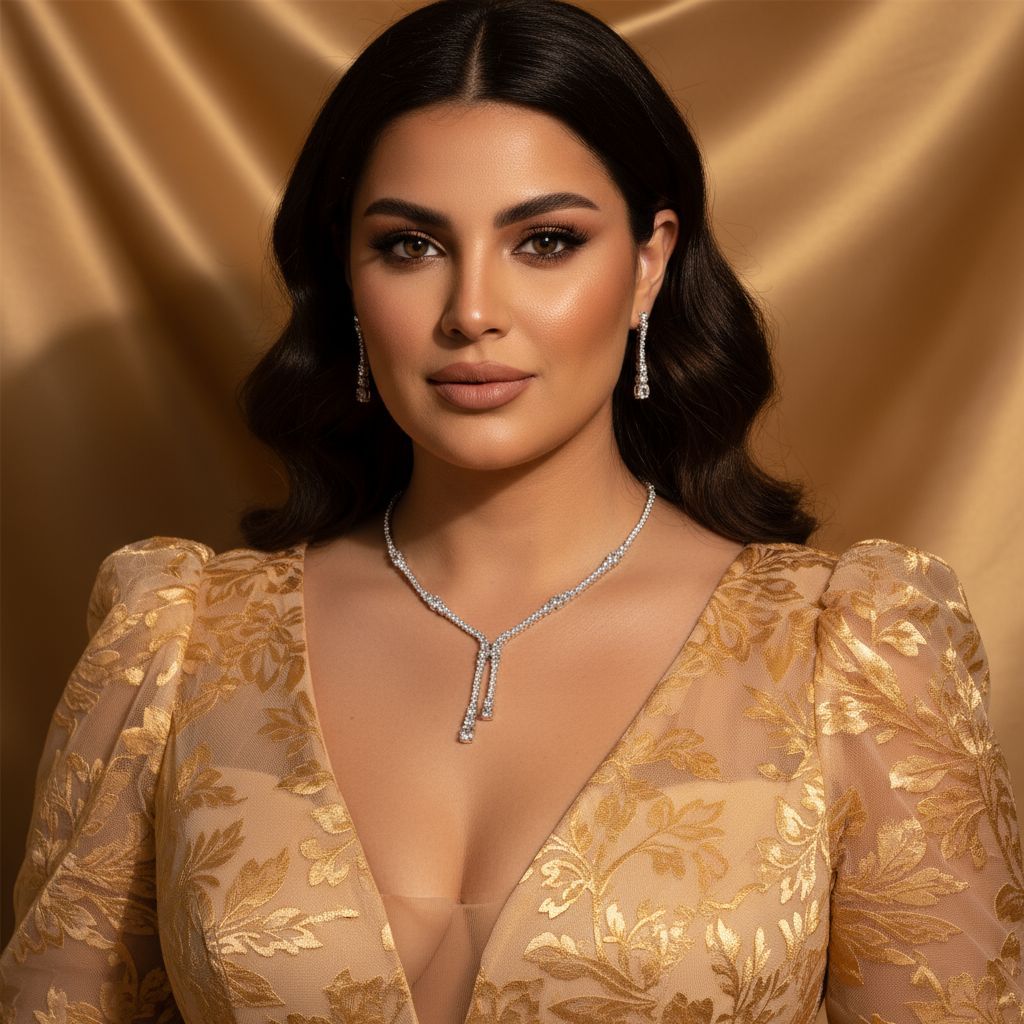 Liangya Liren's new European and American style dinner and dance accessories: all-copper zirconia sparkling quality necklace earrings