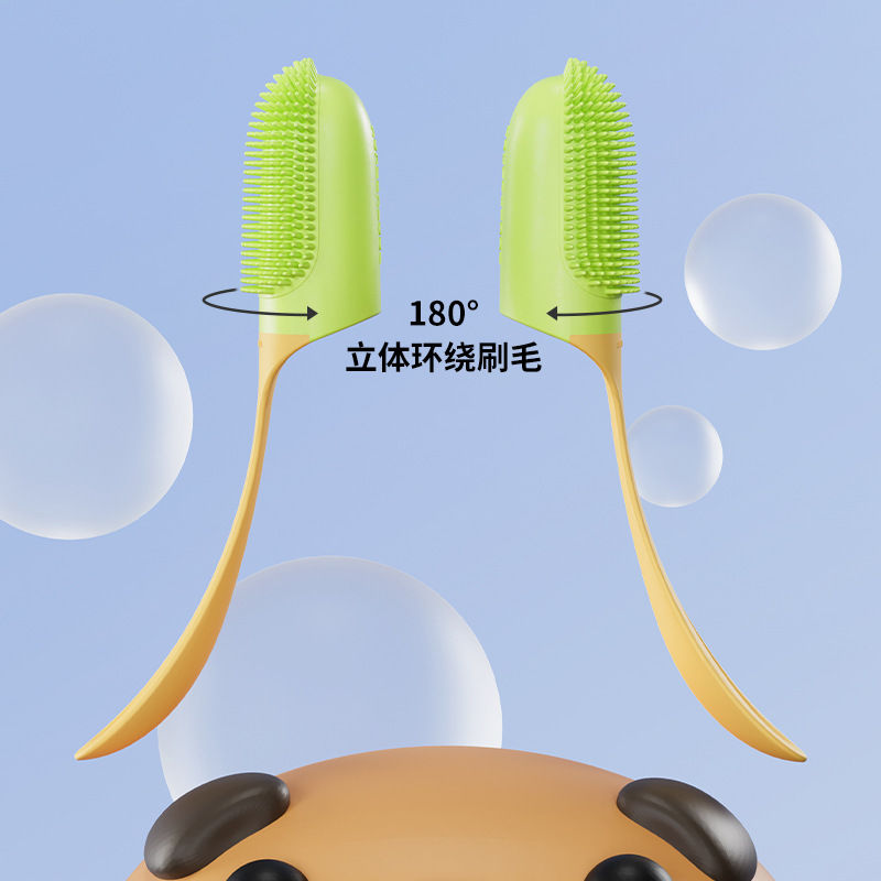 Cross-border pet toothbrush, finger toothbrush with handle, soft rubber teeth cleaning brush, dog and cat oral cleaning tools Application Scenario