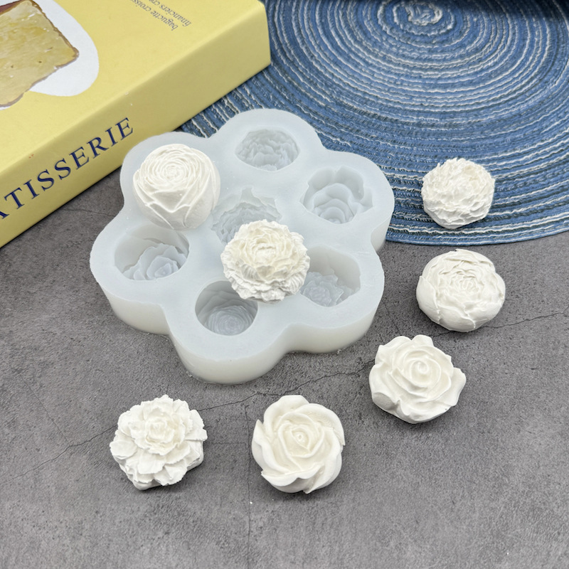 玫瑰花牡丹硅胶模具烘焙蛋糕花型巧克力工具手工DIY石膏蜡烛磨具