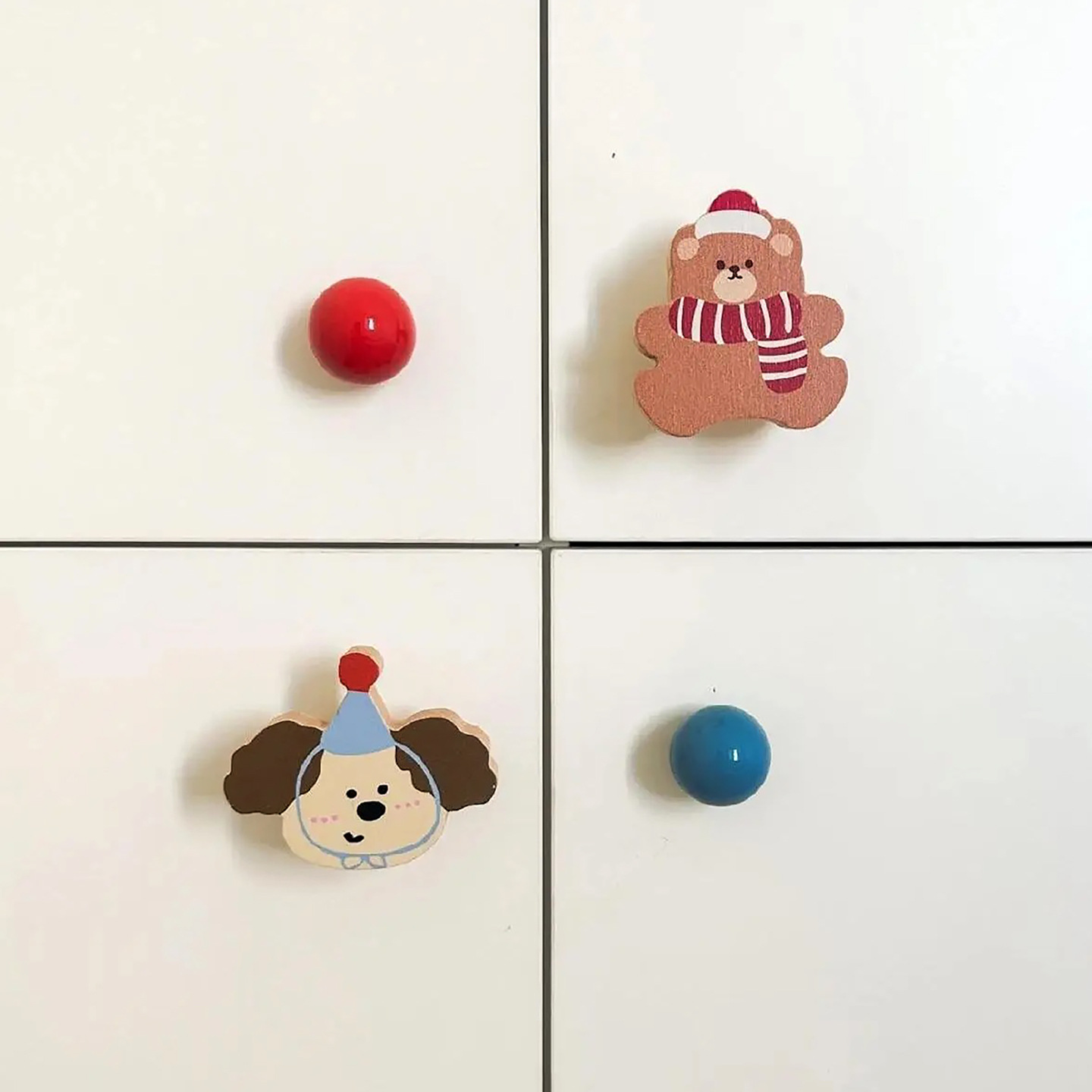 Puppy closet handle habitación de niños lindo gabinete puerta manija gato oso conejo cajón armario manija de madera sólida details Picture