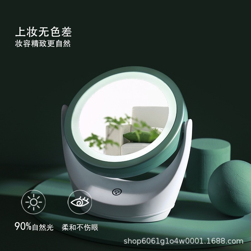 LED makeup mirror, table-type with light, rotating double-sided beauty mirror, princess dressing mirror, student and Internet celebrity mirror, gift wholesale details Picture