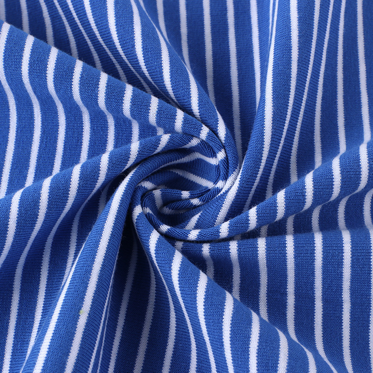 32s elastic striped sweat cotton frame knitted striped fabric summer casual T-shirt dress fabric details Picture