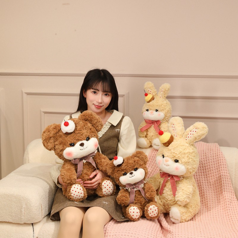 Lolita cake, bear rabbit, blush, cherry doll, cake figurine, birthday gift, decorative items, bow wholesale Specification image