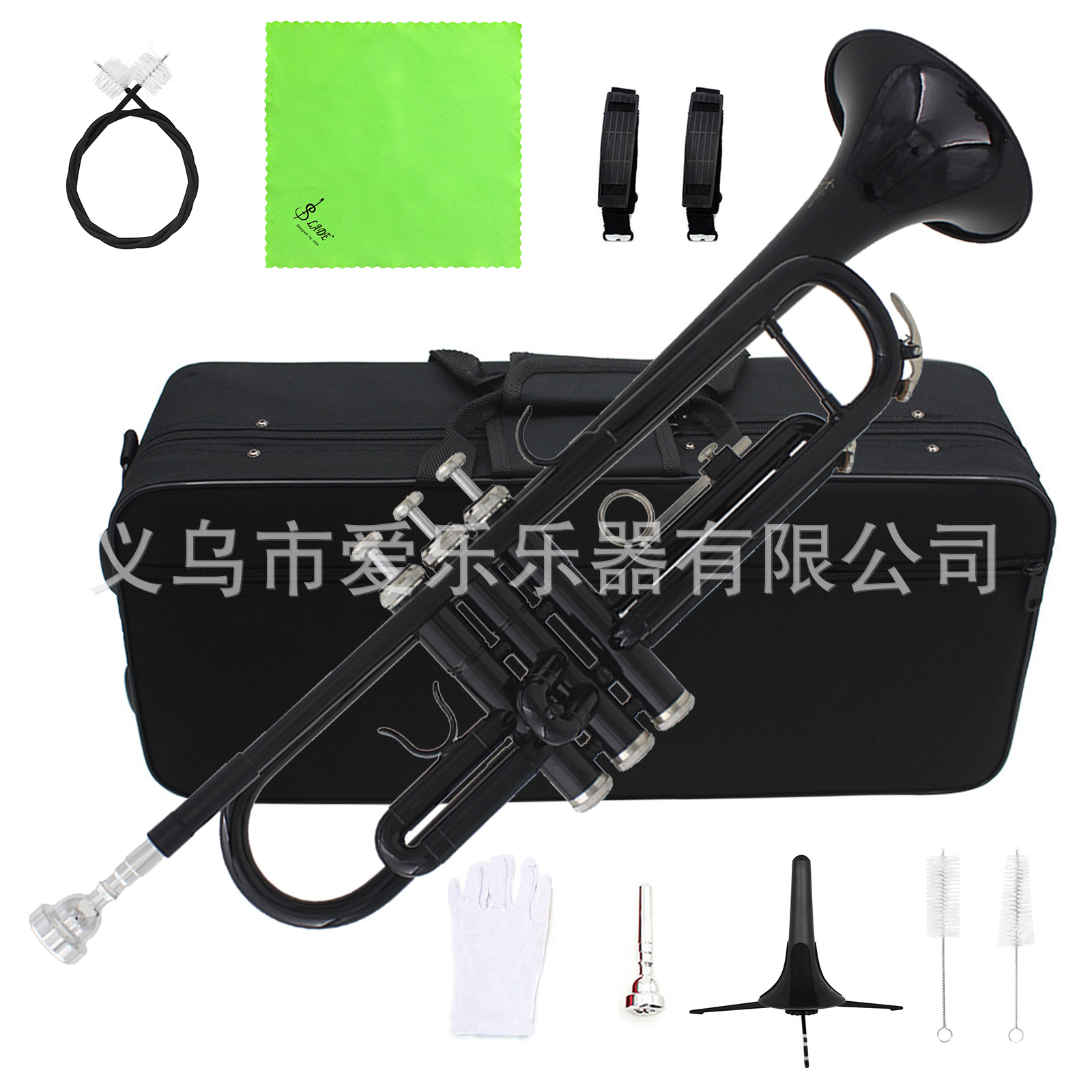 Original manufacturer's black trumpet set for children, students and adults to play the Western instrument Trumpets