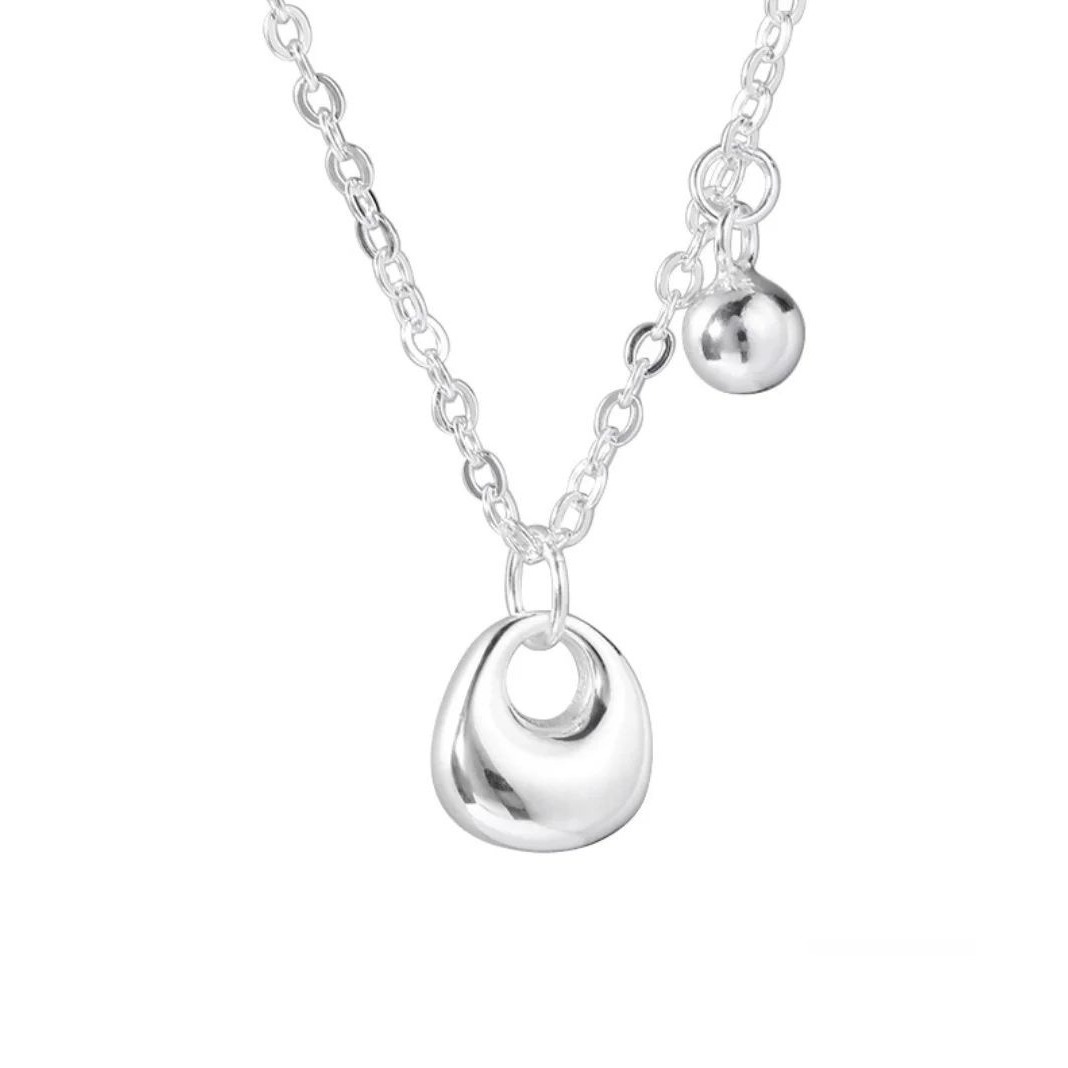 s925纯银银坨子银珠项链女精致简约小众ins设计素银招财锁骨链白底实物图