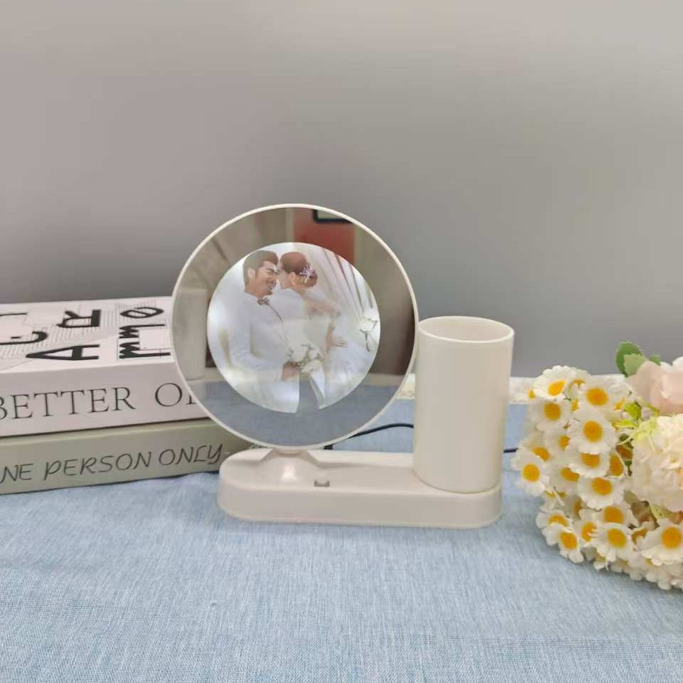 LED相框灯发光相框创意笔筒ins风桌面美学会发光的桌面笔筒多功能细节图