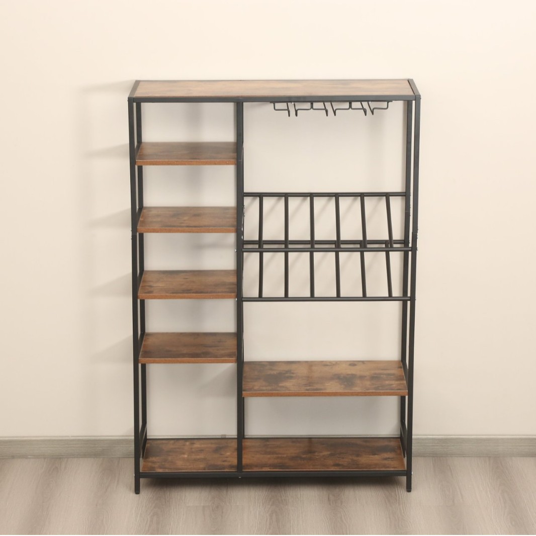 Floor-standing solid wood shelves, multi-layer storage racks, wine racks, open bookcases, bookshelves, living room display racks details Picture
