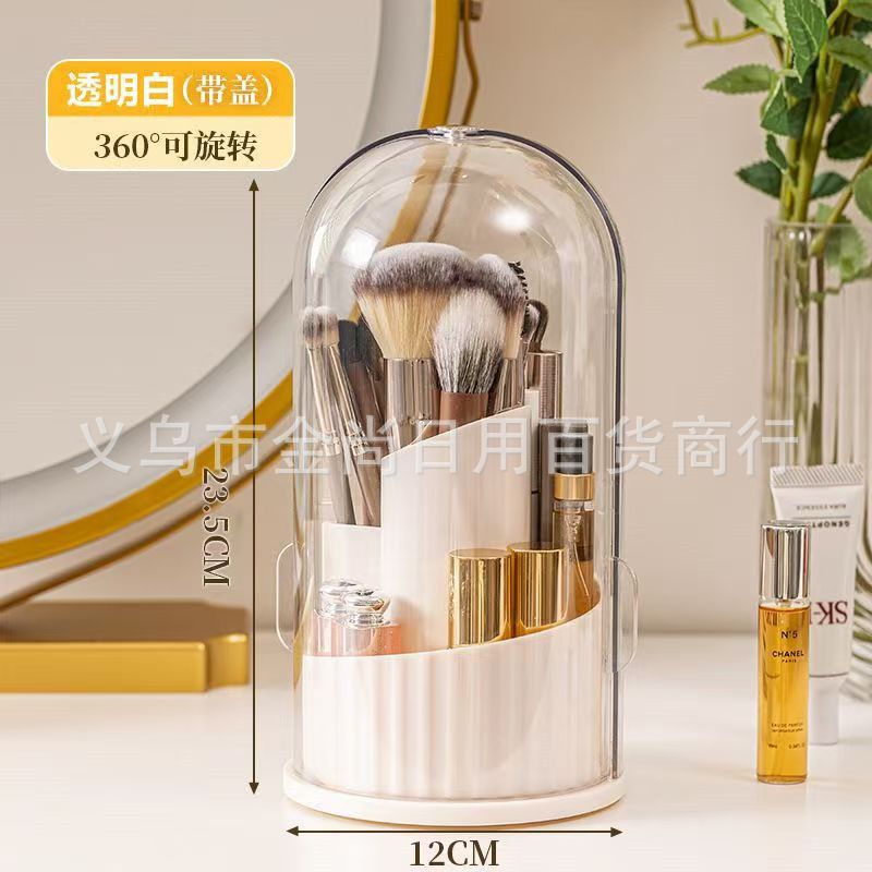 High appearance level rotating makeup brush storage cylinder, mouth red eyeshadow storage rack, dressing table, cosmetics storage box, lift type Application Scenario